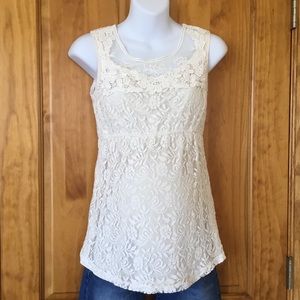 Motherhood maternity lace overlay shirt
